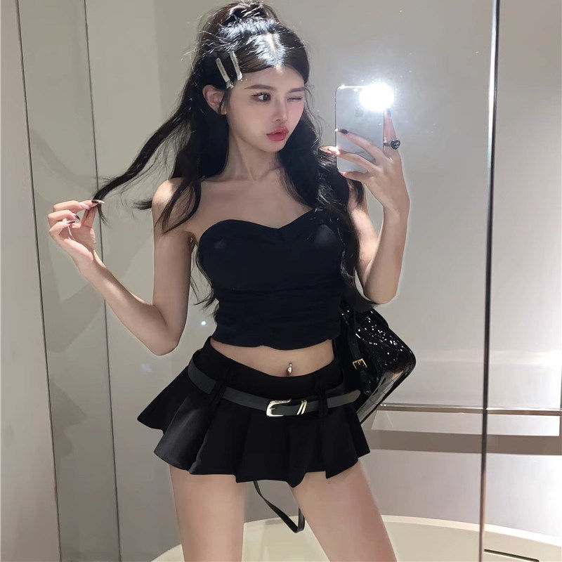 黑色性感半身裙女春季迷你裙百褶裙辣妹超短裙jk裙小个子绝美裙子图片