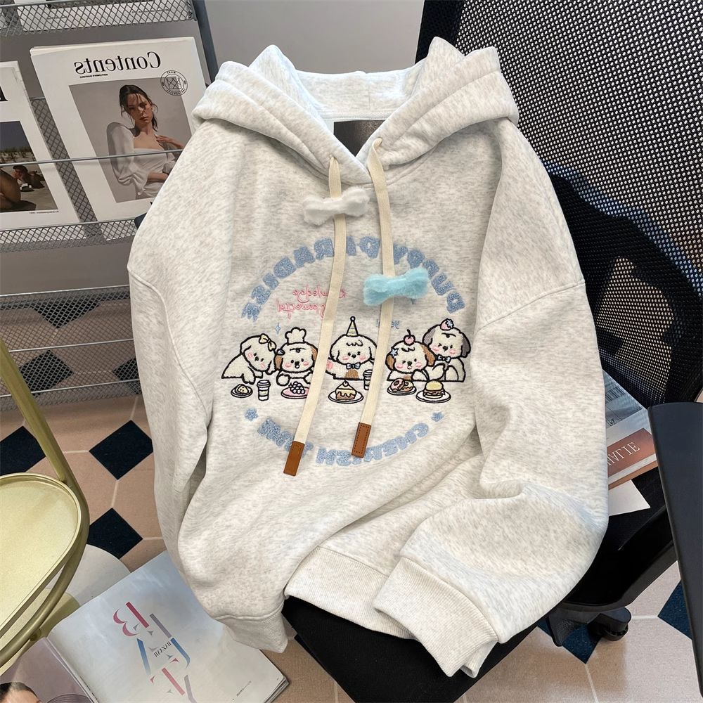 2025春秋新款可爱韩版宽松卡通刺绣卫衣女休闲长袖上衣公主学生女