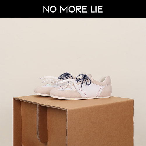直述NOMORELIE25春夏薄底运动鞋双鞋带拼色miu系复古运动