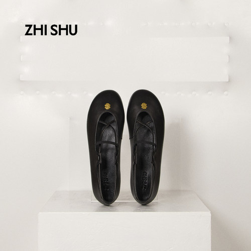 【新品】直述ZHISHU交叉带复古芭蕾舞鞋便鞋玛丽珍鞋