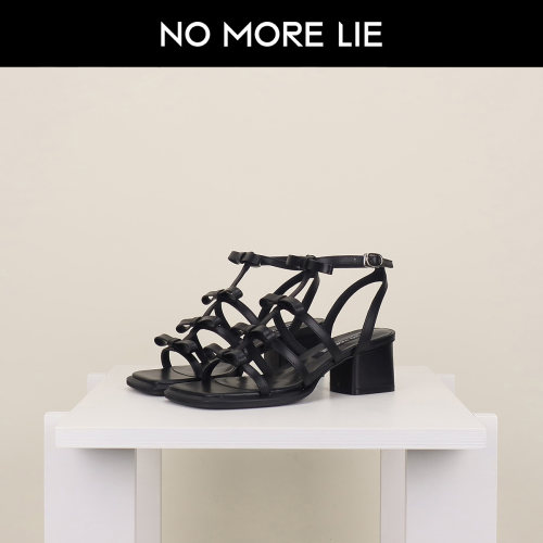 【邢菲同款】直述NOMORELIE 25春夏中跟蝴蝶结凉鞋粗跟法式优雅