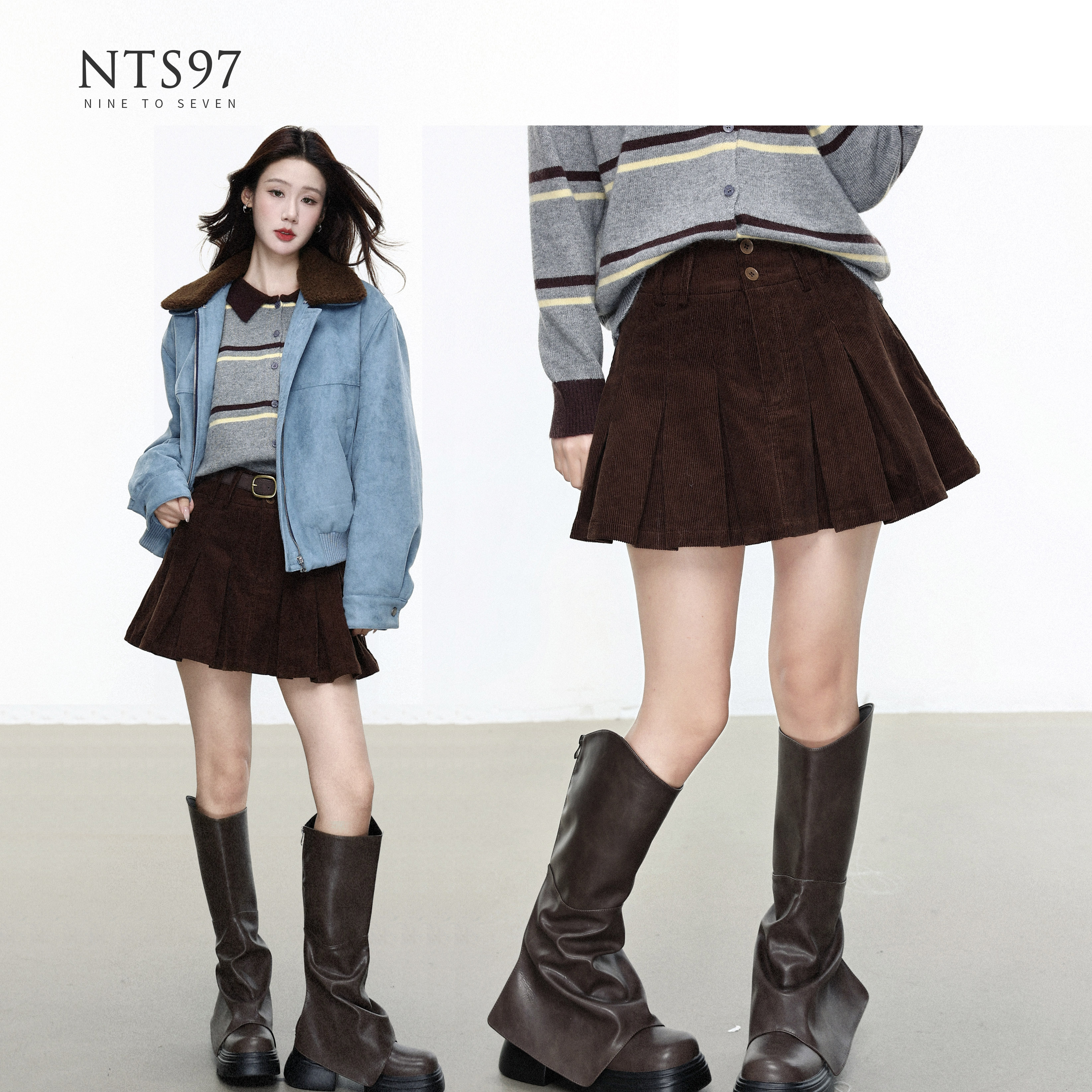 NTS97灯芯绒复古半身裙