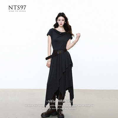 NTS97气质收腰显瘦不规则连衣裙