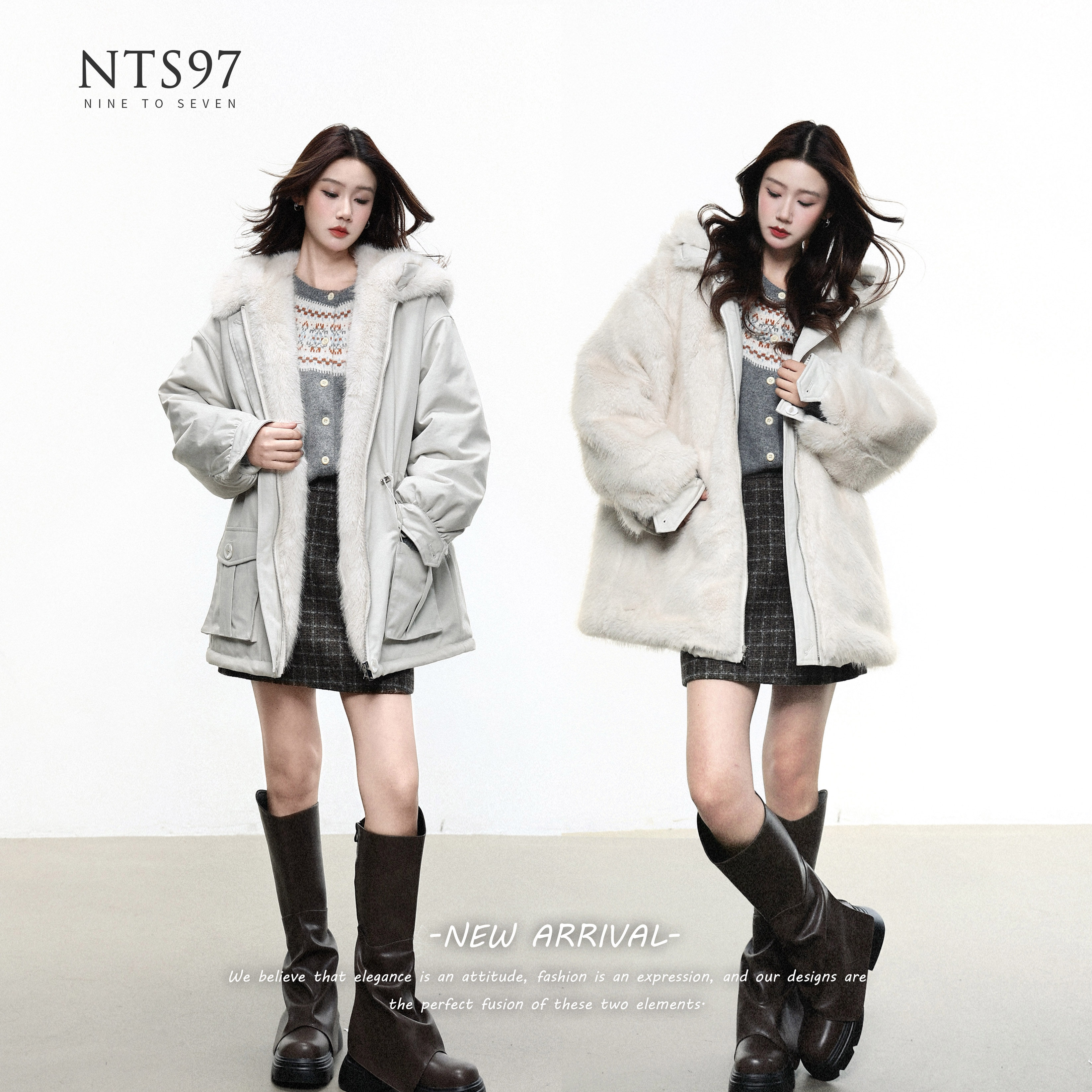 NTS97双面环保皮草连帽派克服