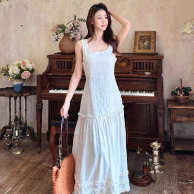 NTS97韩系吊带白色蕾丝连衣裙女