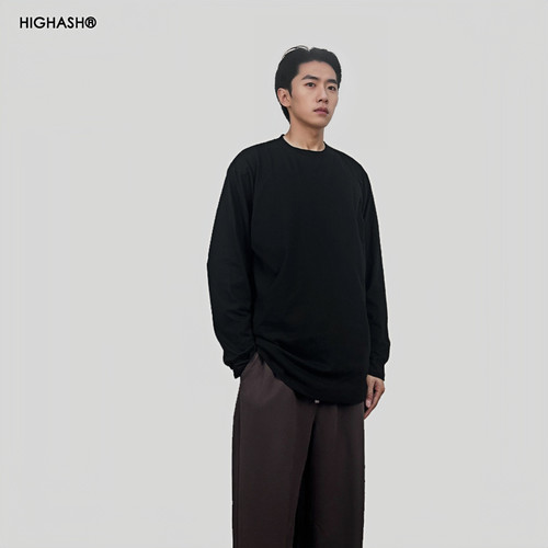 HIGHASH长袖纯色纯棉T恤