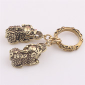 中国风铜饰黄铜貔貅纯铜钥匙扣汽车挂件吊坠创意手工精品 包邮