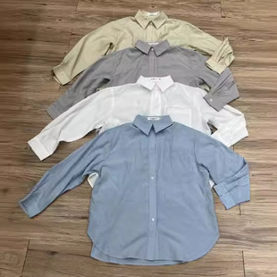 女2025春季 8803韩系气质设通勤纯色衬衫 宽松簿外套 小米伊诺