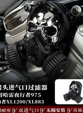 适用哈雷夜行者975运动者XL1200 XL883肥仔突破者骷髅头进气空滤