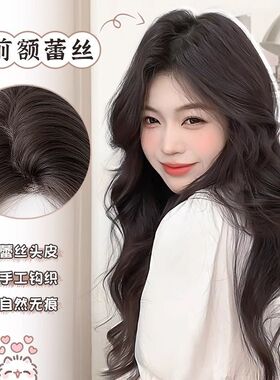 出口热卖若兰假发女前额蕾丝八字刘海长卷发中分大波浪自然发女