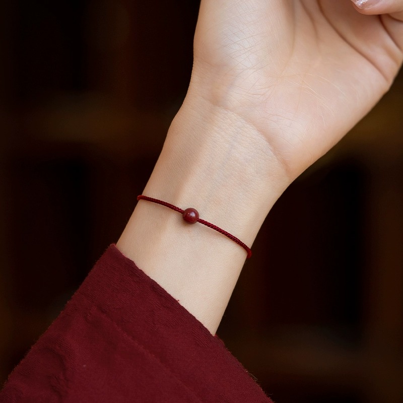 普陀山朱砂天然原矿红绳手链女男款本命年马转运珠手工编织细手绳