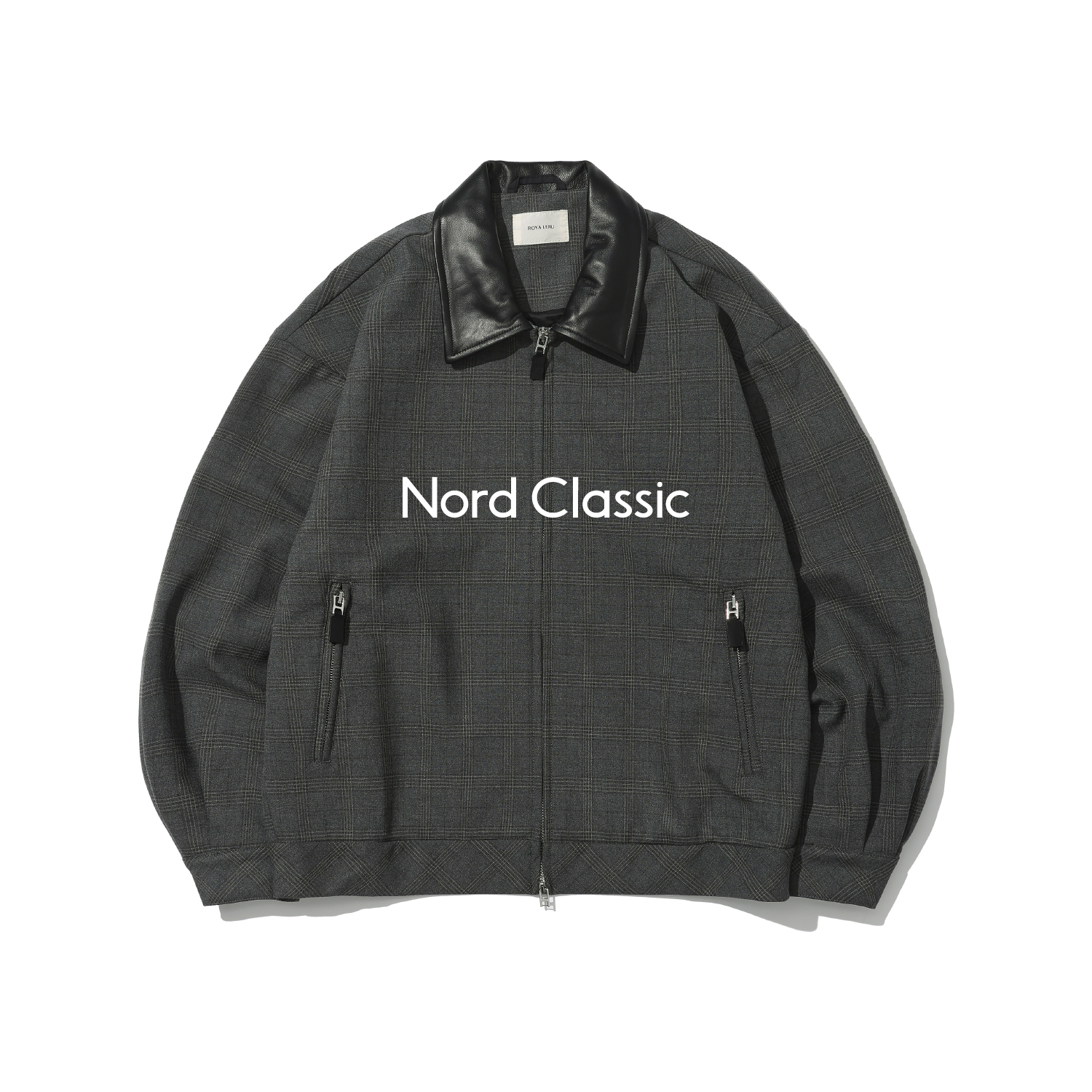 Nord Classic「皮领格纹夹克」25秋冬复古休闲宽松格纹夹克外套男