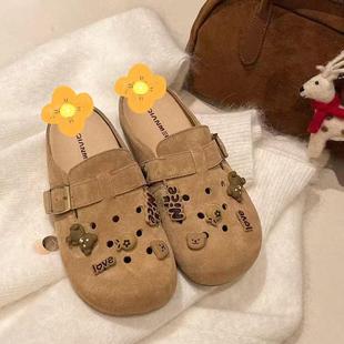 配饰鞋扣覆古包头拖鞋女2025新款可拆卸DIY厚底半包勃肯鞋