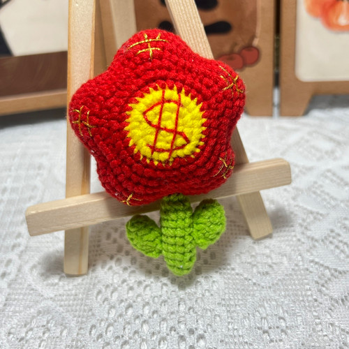 手工钩织有钱花包包挂件手工编织发财花钥匙暴富有钱花送朋友好运