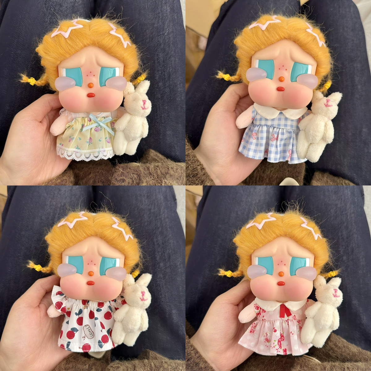 哭娃咕噜咕噜娃衣Vacation系列crybaby衣服搪胶毛绒兔挂件裙套装