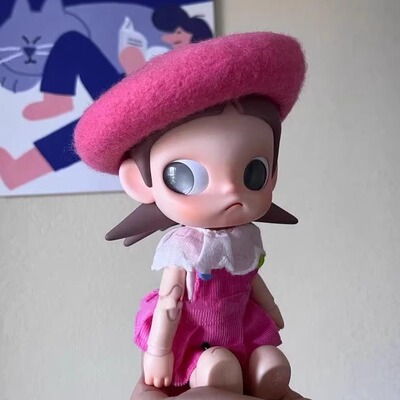 泡泡玛特zsiga嘎子姐人偶衣服粉色贝雷帽BJD1/8分可动人偶娃衣diy