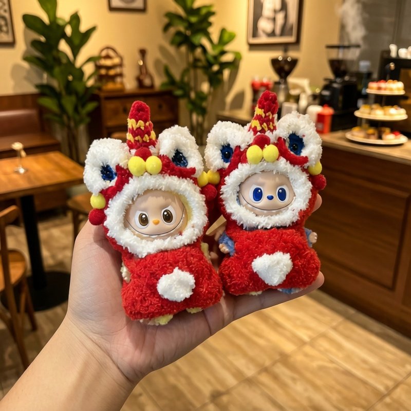 拉布布娃衣新年醒狮心底密码系列迷你labubu衣服红喜庆虎头帽头套,模玩/动漫/周边/娃圈三坑/桌游,潮玩娃衣,淘宝优惠券,粉丝福利购,淘宝优惠卷