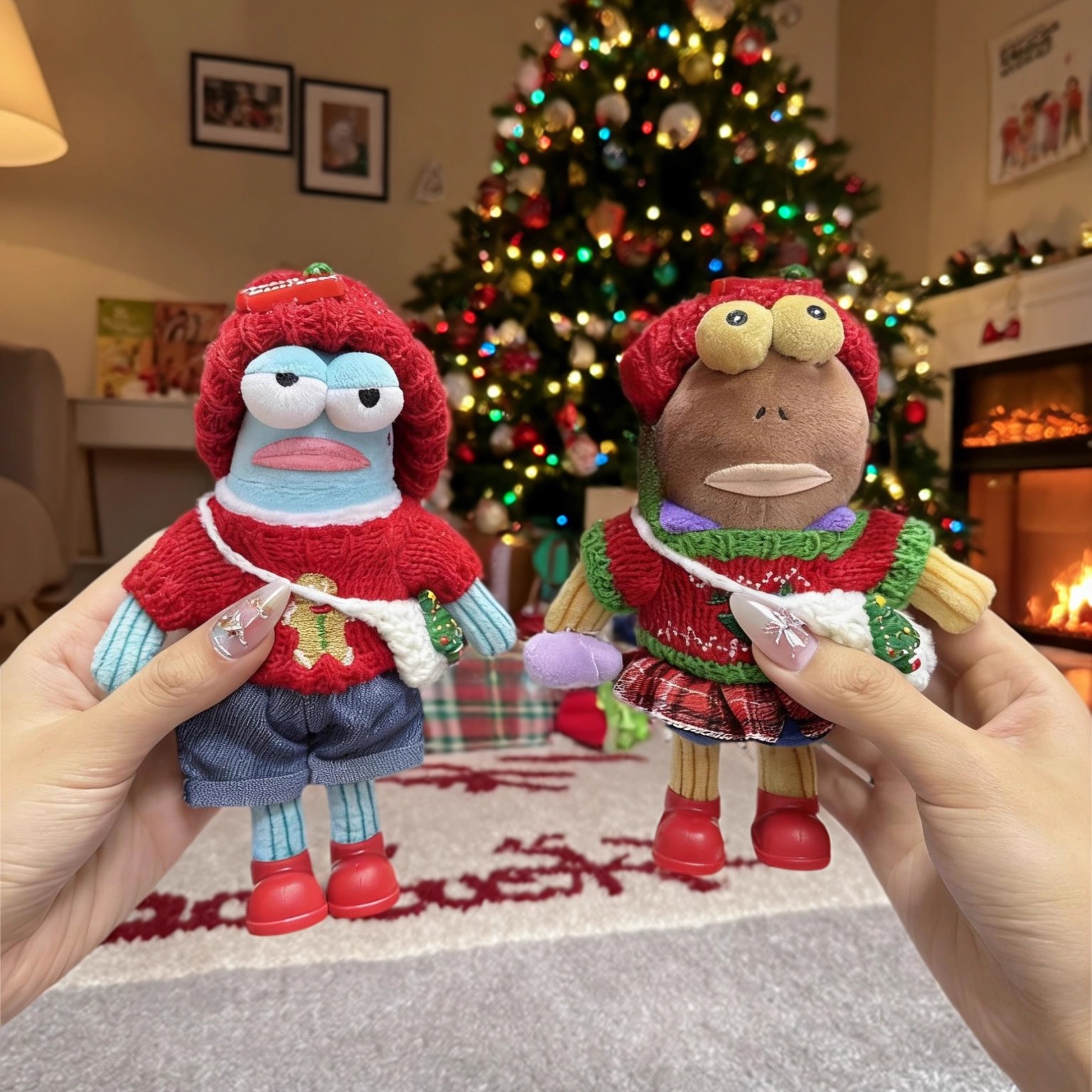 比奇堡的居民们娃衣圣诞装饰酷酷鱼打工鱼圣诞节麋鹿毛衣帽替换装