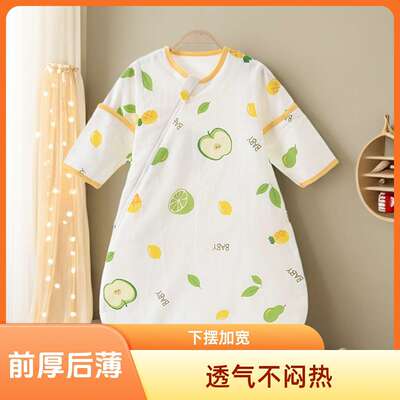 暖梦婴儿纱布睡袋春秋夏季薄款宝宝小月龄新生儿童防踢被四季通用