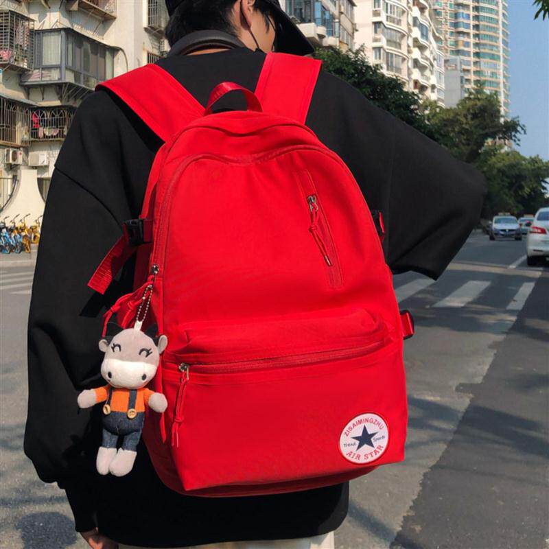 红色书包高级感初中男生双肩包大容量高中学生ins小众不撞款韩版