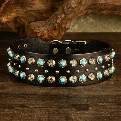 狗狗牛皮项圈中型犬劲圈真皮脖套