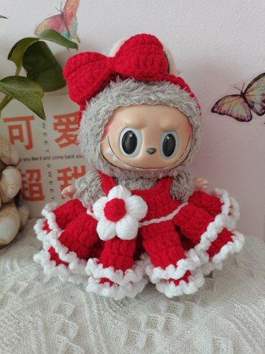 静恩手作纯手工钩织成品拉布布一代二代通穿百褶裙娃衣成品不含娃