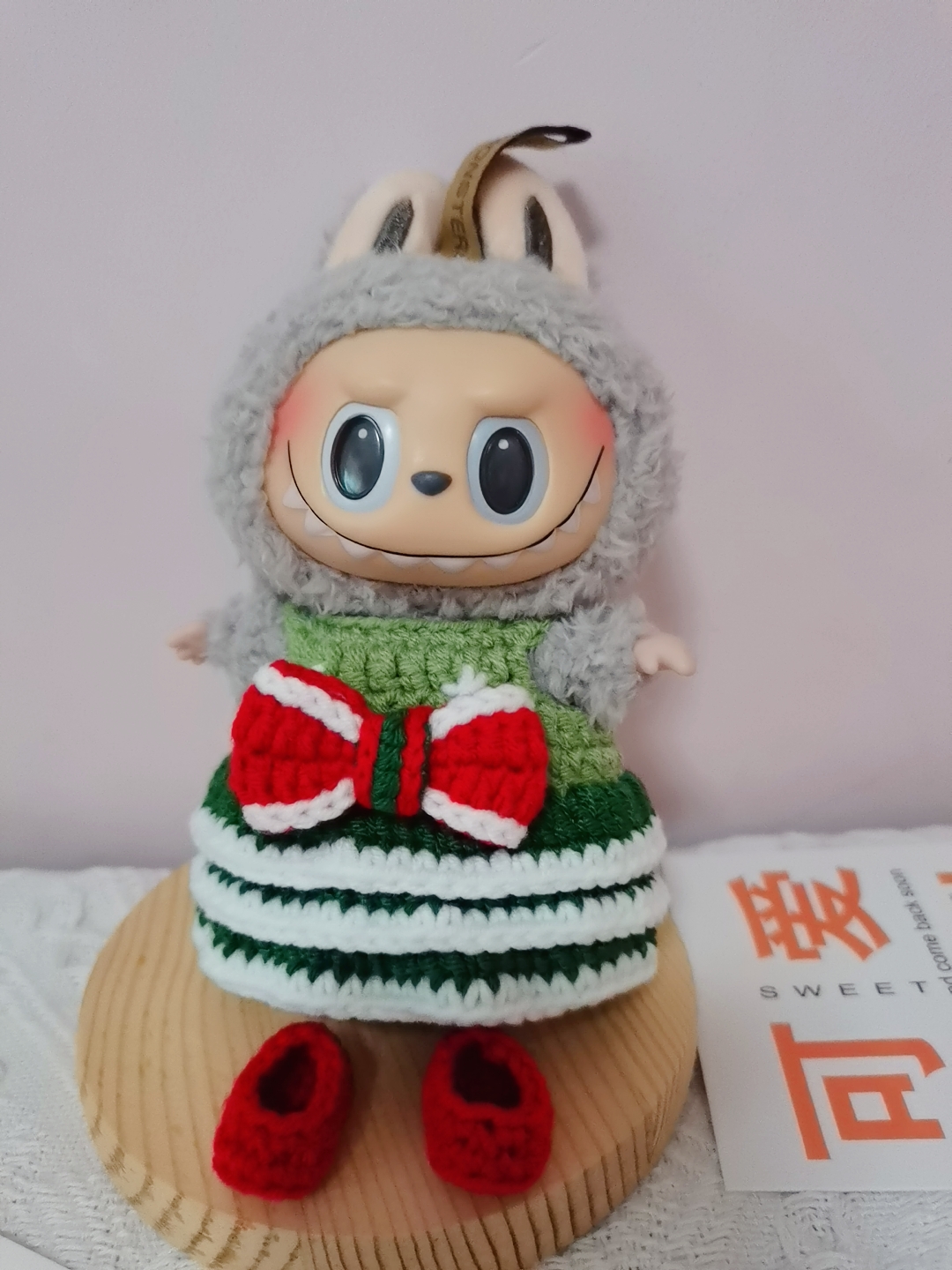 静恩手作diy纯手工钩织拉布布搪胶公仔衣服圣诞系列娃娃裙成品