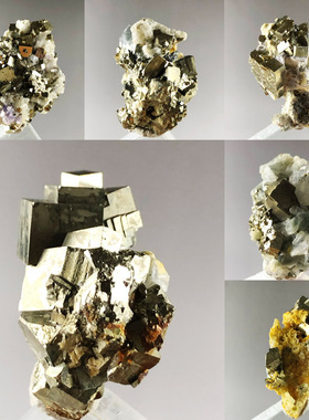 天然黄铁矿水晶共生矿原石矿物晶体奇石摆件岩石学生科普教学标本