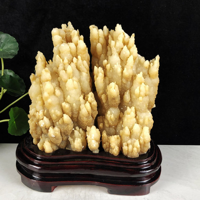 天然钟乳石原石水晶奇石桌面摆件