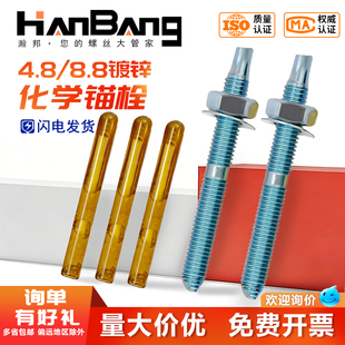 化学螺栓8.8级高强度化学锚栓膨胀螺丝8M10M12M14M16M18M20M22M24
