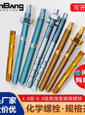 化学锚栓药剂药水加长镀锌化学螺栓螺丝M8M10M12M14M16M18M20M24M