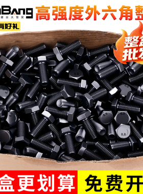 8.8级外六角螺丝高强度发黑盒装六角头螺栓钉M6M8M10M12M14M16M20