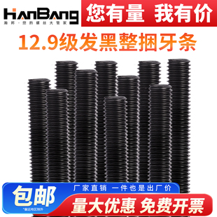 12.9级高强度丝杆螺杆发黑牙条一米通丝全螺纹丝杠M8M10M12M14M16