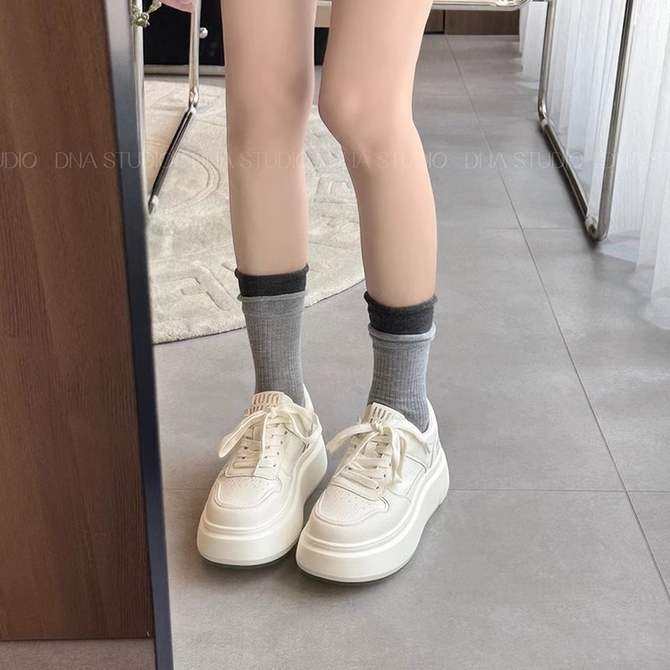 min小白鞋女2025春季新款厚底增高真皮板鞋轻便百搭运动休闲女鞋
