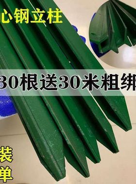 围栏牛栏网铁丝网立柱杆三角铁防护栏实心立柱养殖网牛羊网立柱杆