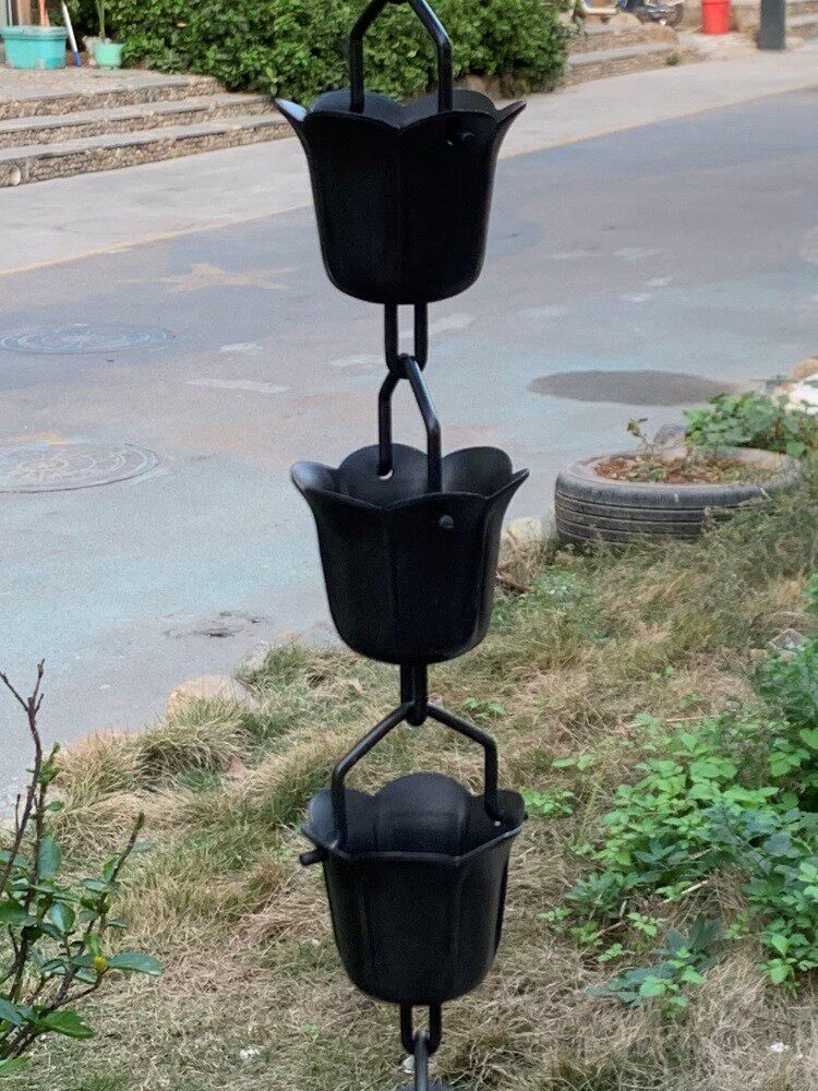 庭院雨链排水链屋檐雨水紫铜枪黑色复古别墅民宿酒店园林花园寺庙