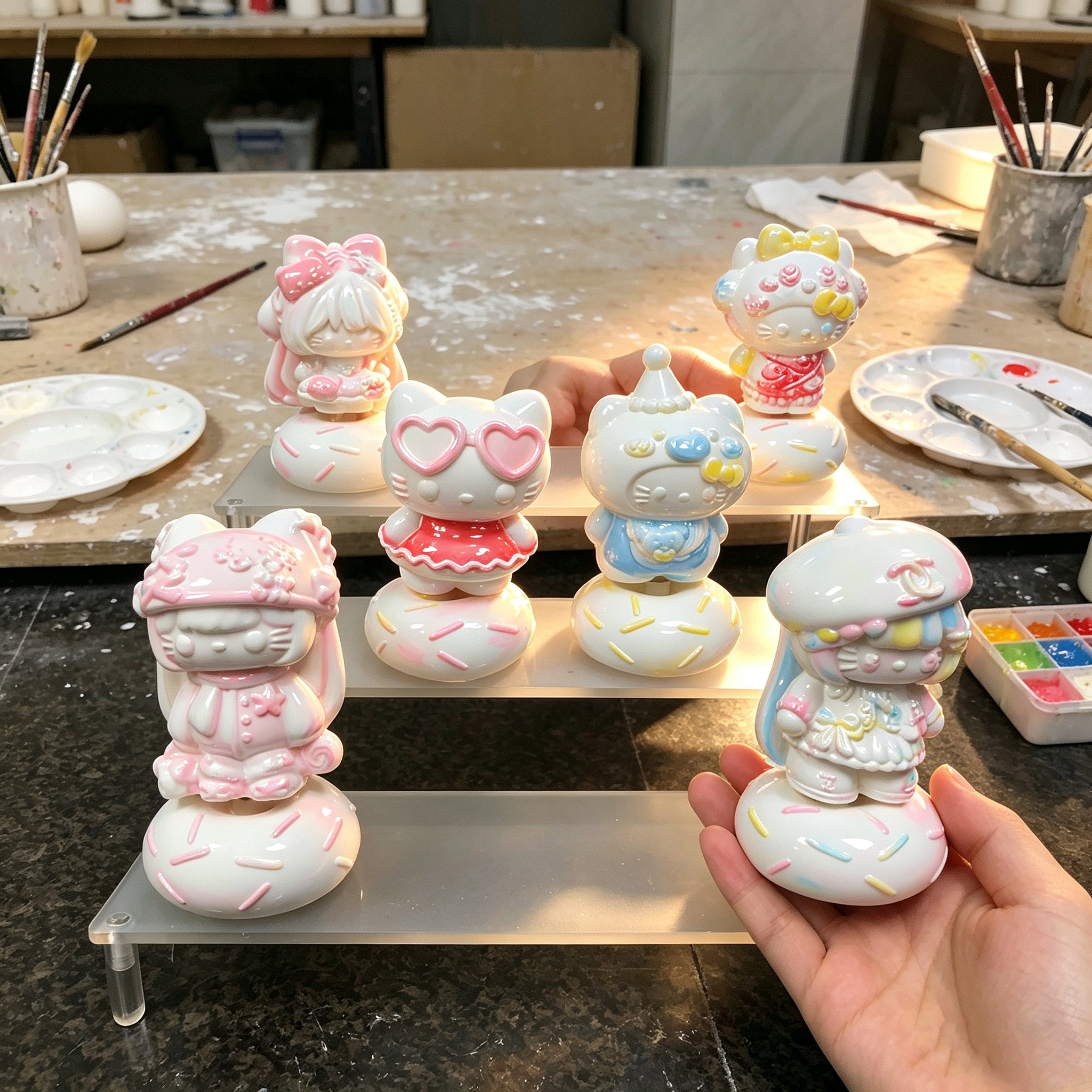团建爆款儿童立体大号旋转3d石膏娃娃diy手工涂色摆地摊涂鸦彩绘