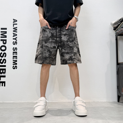 夏季男士宽松迷彩工装五分短裤男