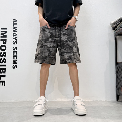 夏季男士宽松迷彩工装五分短裤男