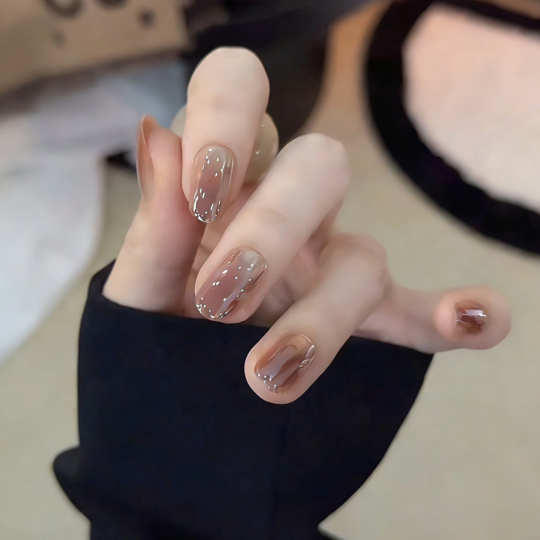 【陨石拿铁】指尖渐变拿铁色追光猫眼简约精致手工穿戴甲甲片10片,彩妆/香水/美妆工具,穿戴甲/甲片,淘宝优惠券,粉丝福利购,淘宝优惠卷