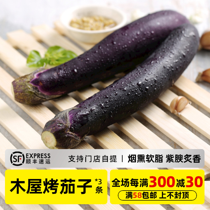 木屋烧烤茄子3根食材新鲜配蒜蓉调料户外露营半成品食品商用批发