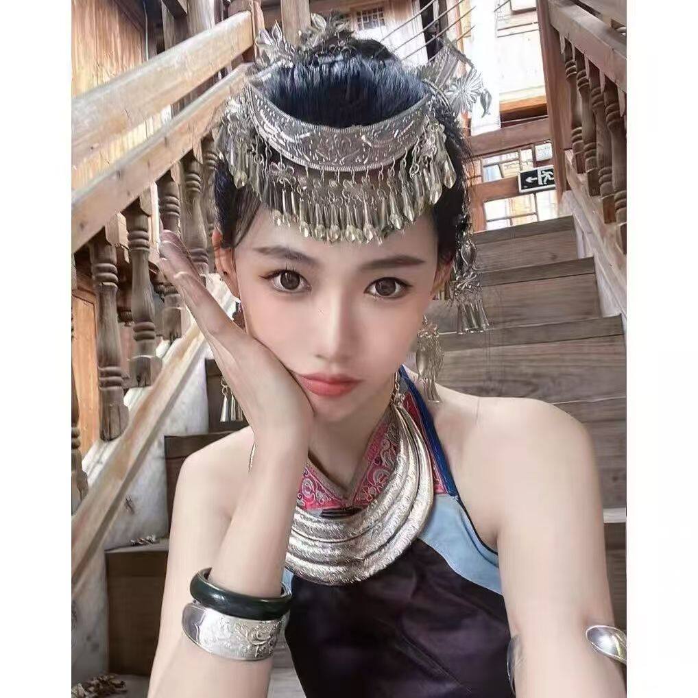 哈尼族苗疆少女子苗银发簪古装汉服头饰异域民族风下蛊配饰发钗