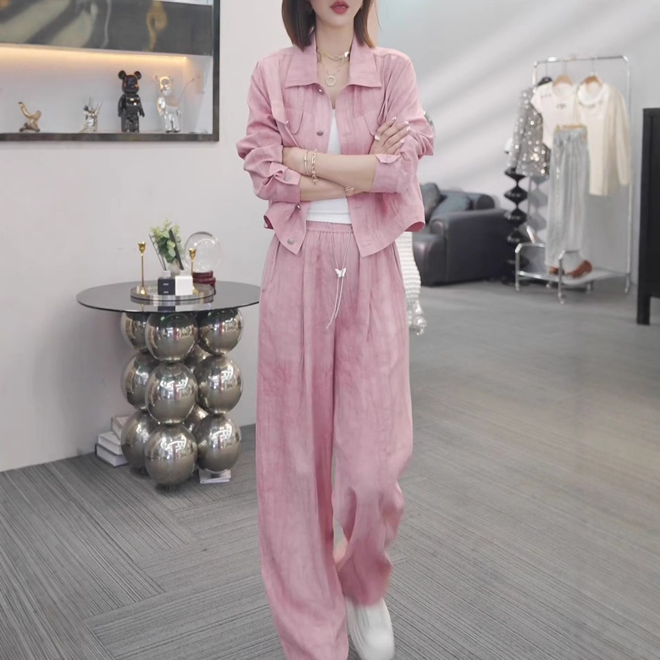 简约时尚休闲套装女2024夏季新款防晒服宽松显瘦洋气外套+长裤