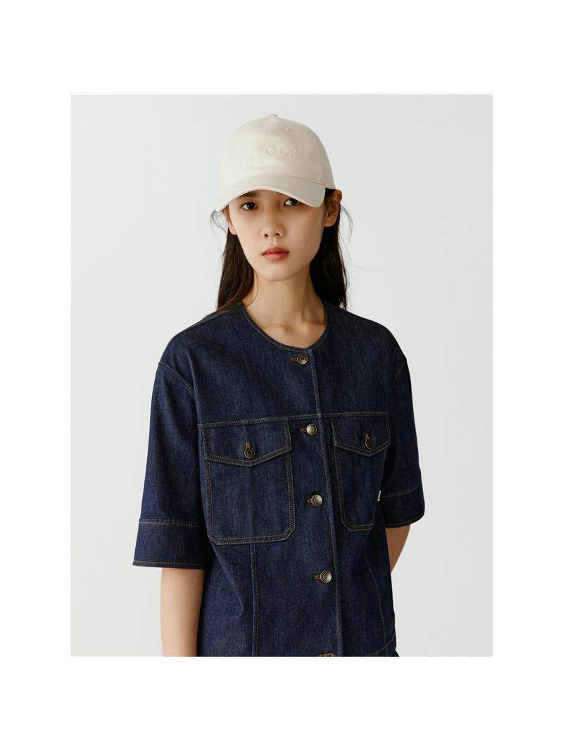 XIAOHE 같은 스타일 여성 2024 봄 여름 새로운 패션 라운드 넥 얇은 스트레치 데님 재킷 반팔 셔츠 재킷