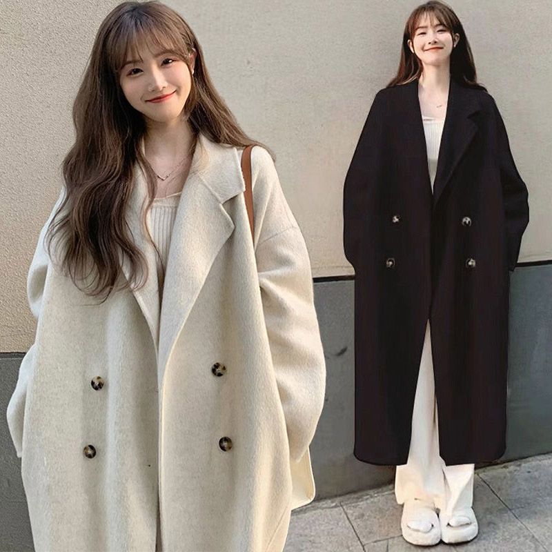 高级感赫本风加厚毛呢外套中长款呢子大衣女秋冬季新款小个子风衣