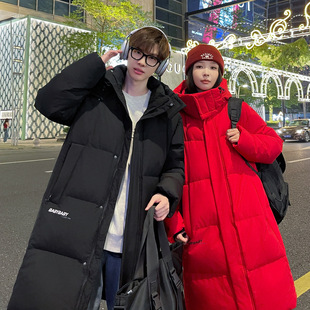 新款跨境羽绒服情侣冬季男女洋气显瘦外穿中长款保暖防寒爆款外套