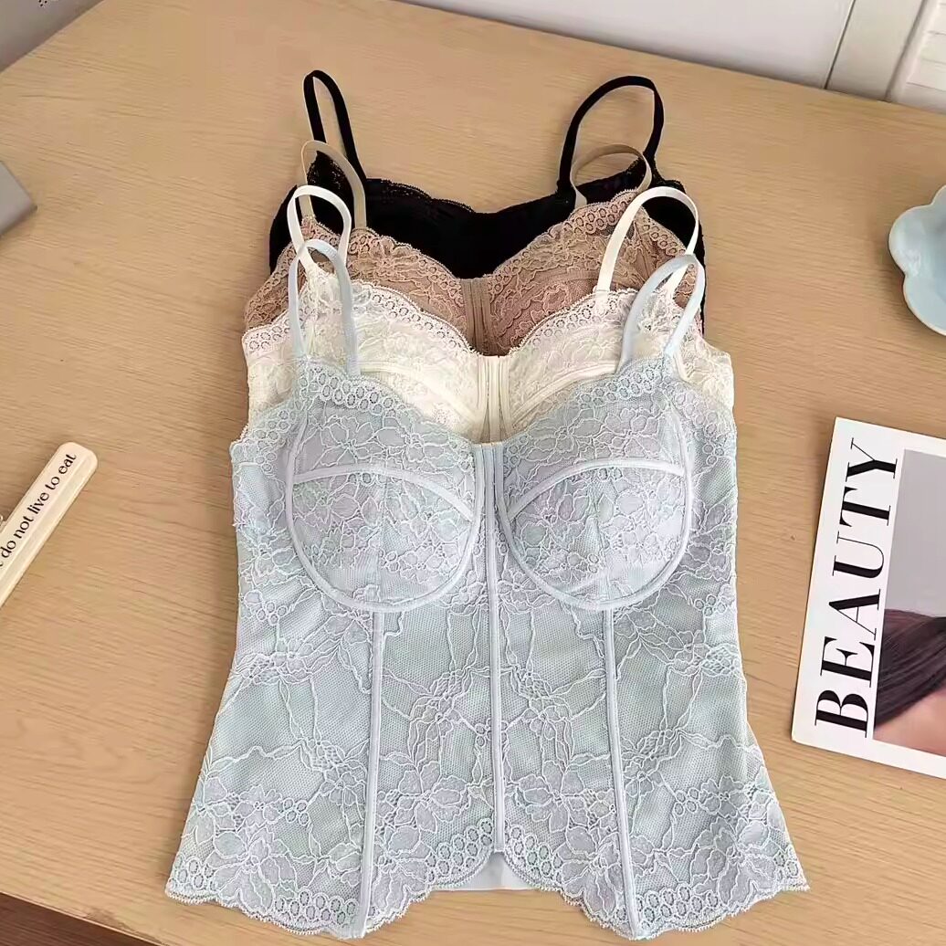 蕾丝吊带背心女春夏薄款带胸垫一体式修身显瘦外穿2026新款打底衣