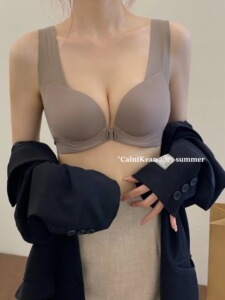 Calnikean前扣猫咪杯小胸聚拢内衣女上薄下厚无钢圈上托美背文胸