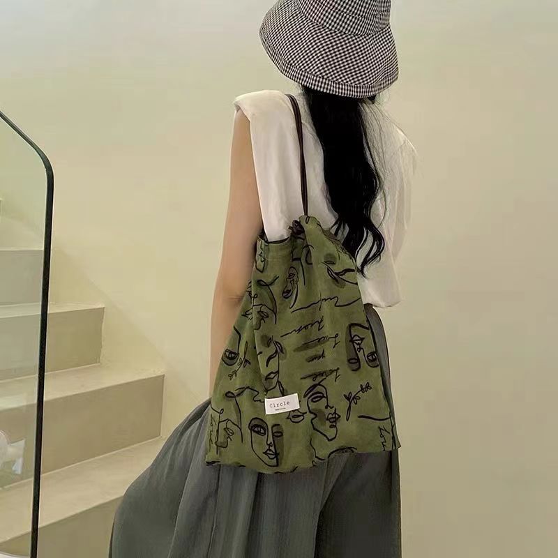 新款小众时尚帆布包女新中式包包禅意牛皮绳纯棉亚麻慵懒风单肩包