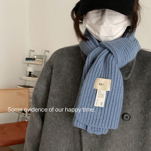 纯色交叉毛线时尚ins针织围巾